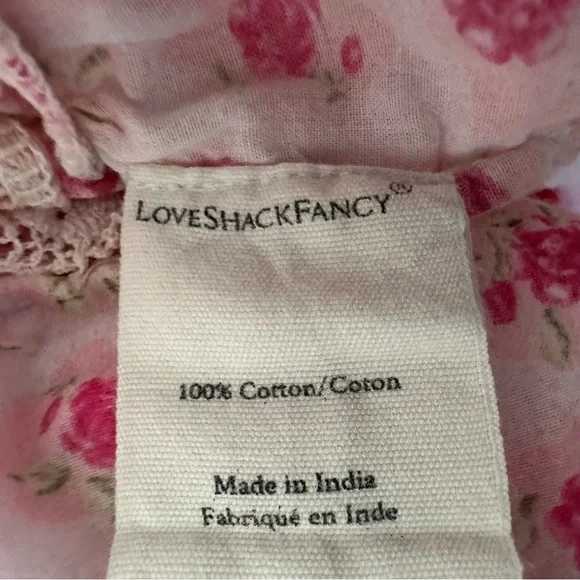 Love Shack Fancy Womens niall Floral Mini Dress Sz P/00 Pink Divine Short Sleeve